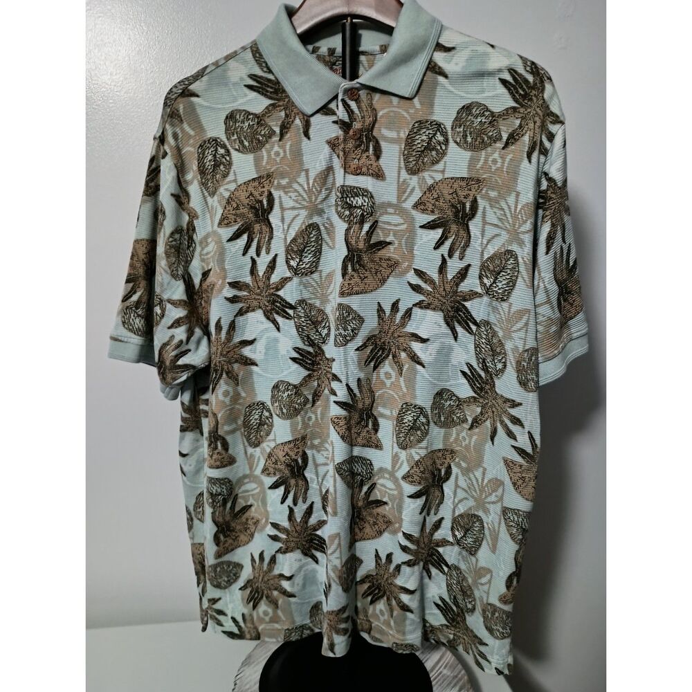 CARIBBEAN, Men Polo Shirt with Shells/Leaves, Size M